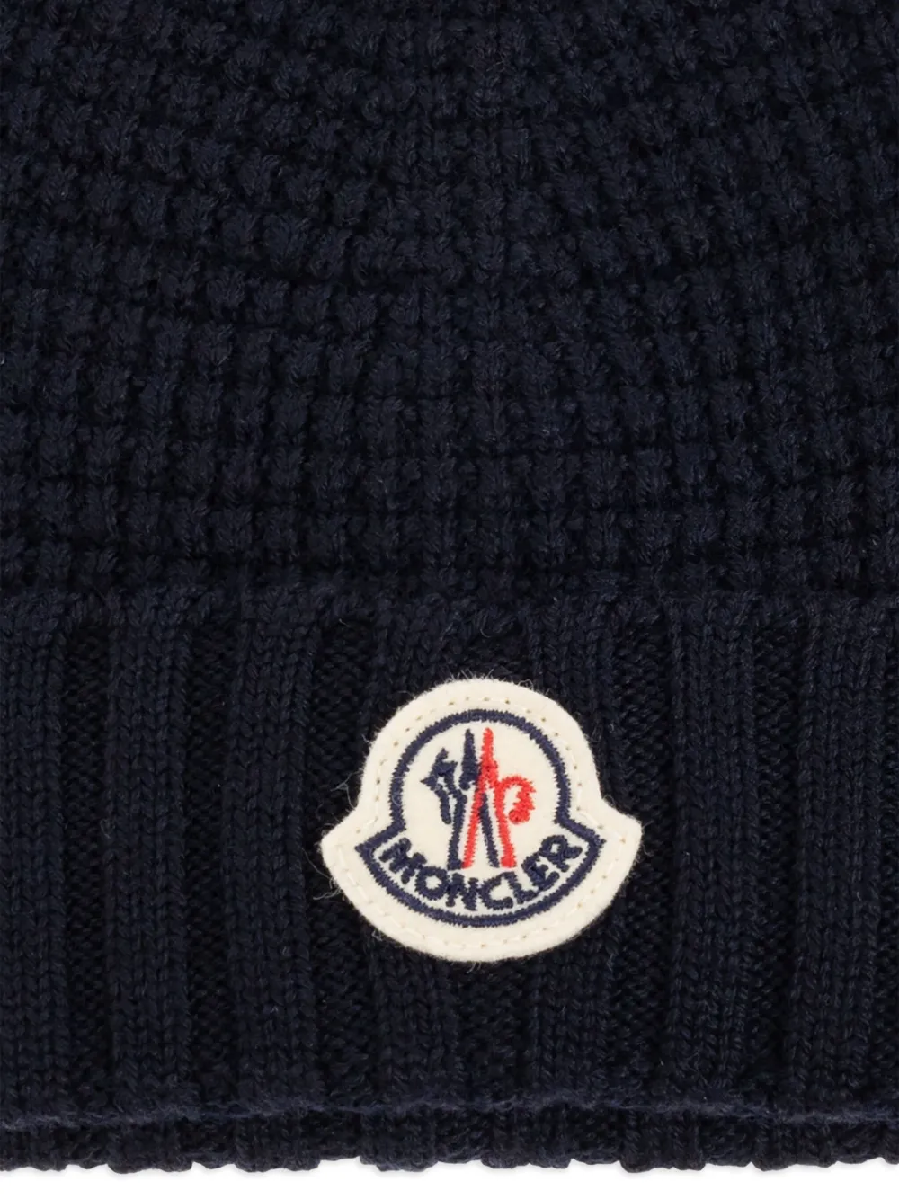 Moncler Enfant Wafelgebreide hoed met oorkleppen Blauw