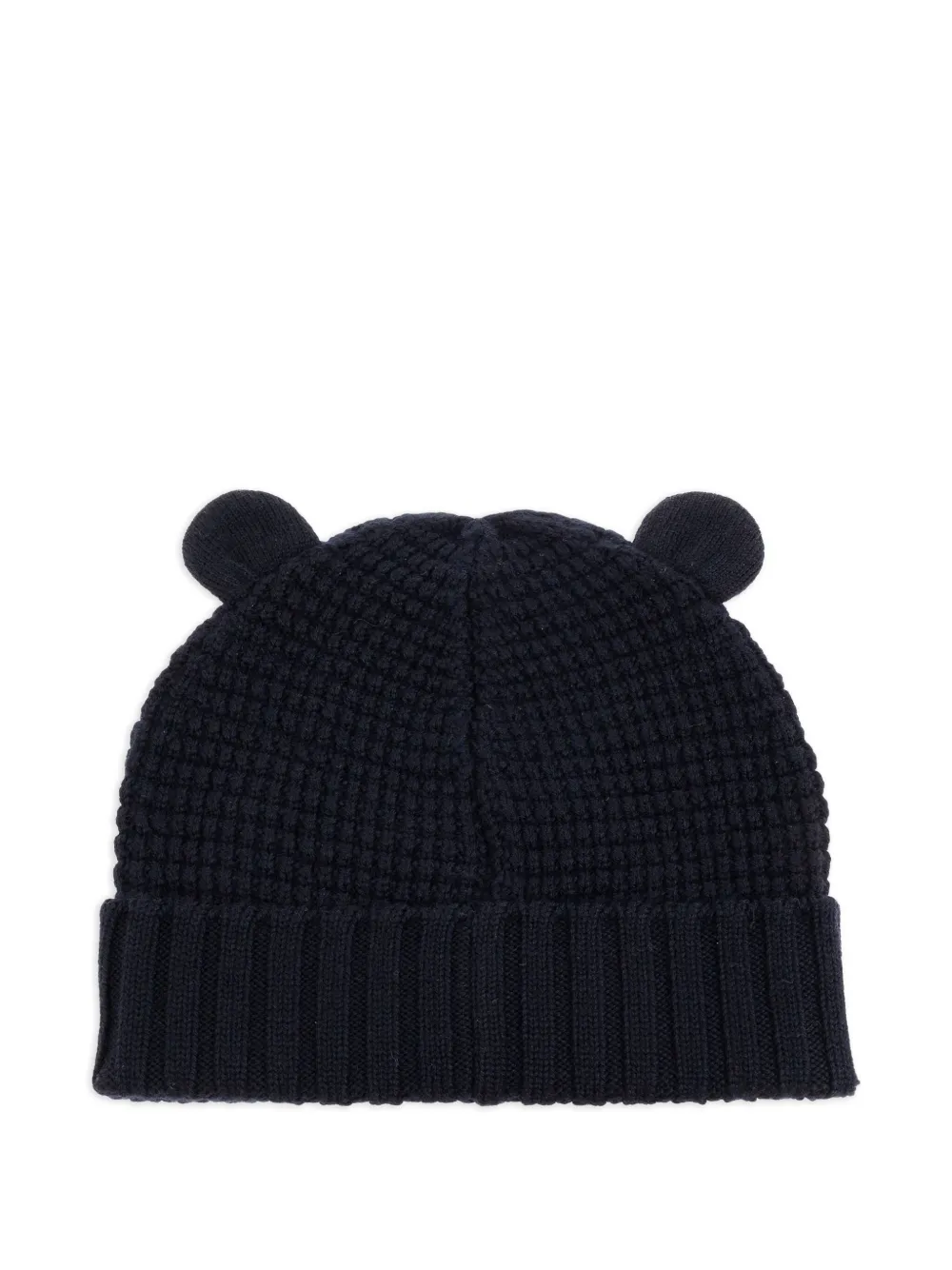 Moncler Enfant Wafelgebreide hoed met oorkleppen Blauw