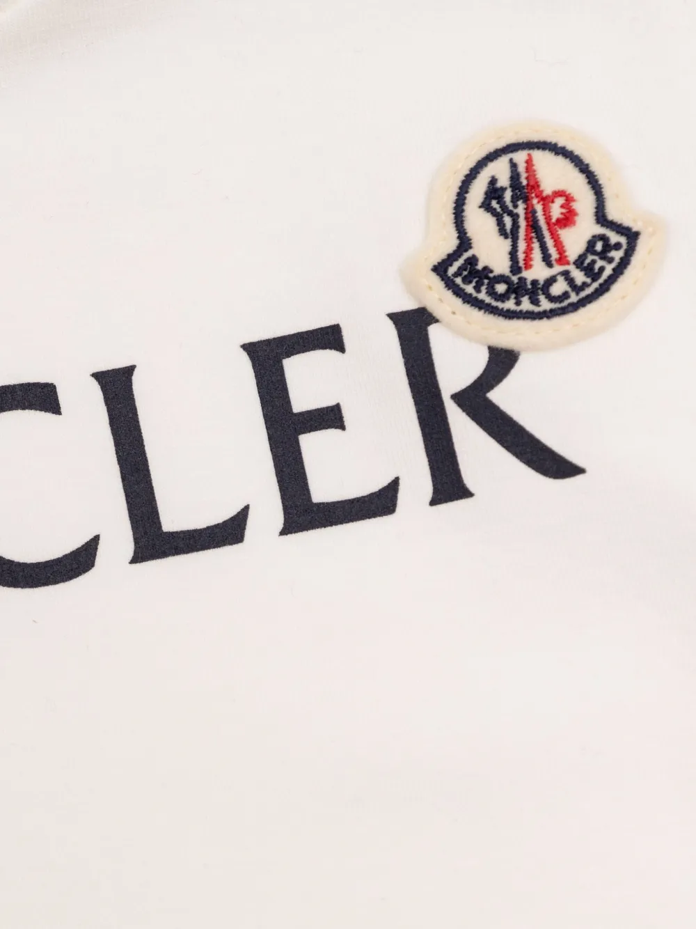 Moncler Enfant T-shirt met logoplakkaat en knoopsluiting Wit