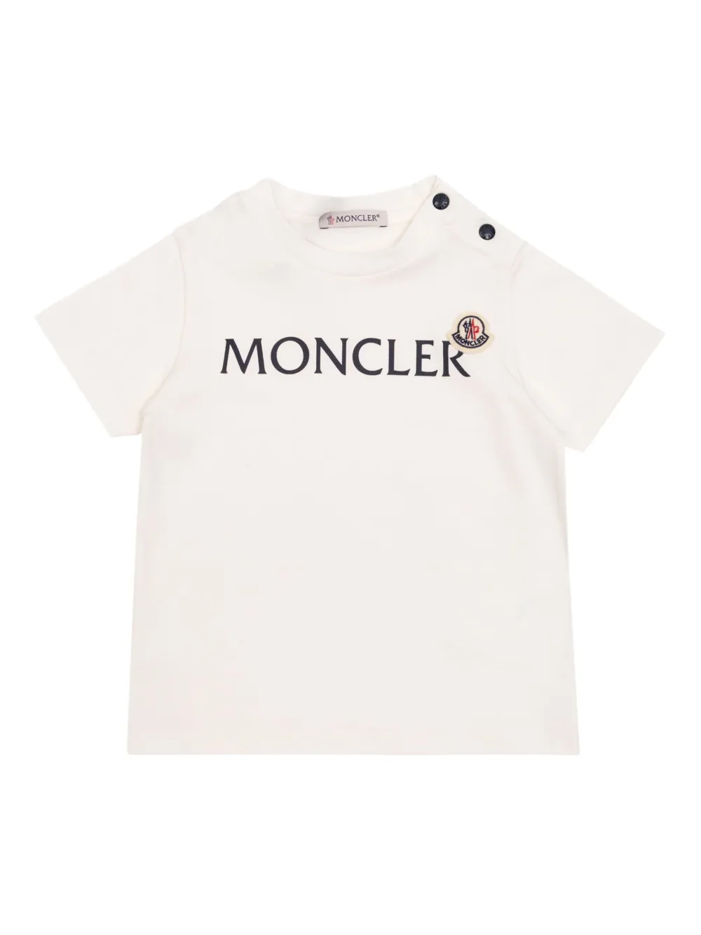 Moncler Enfant T-shirt met logoplakkaat en knoopsluiting Wit