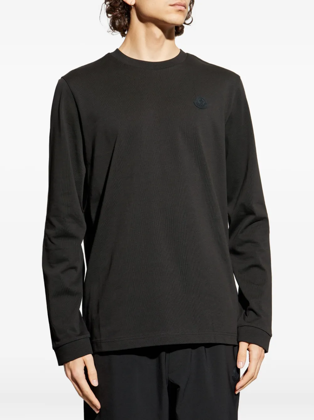 Moncler T-shirt met logopatch en lange mouwen Zwart