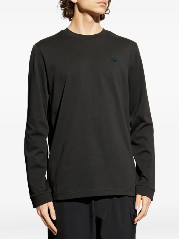 Moncler logo-patch long-sleeve T-shirt | Black | FARFETCH