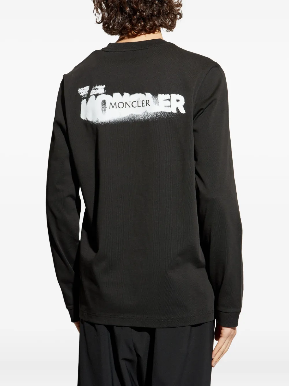 Moncler T-shirt met logopatch en lange mouwen Zwart