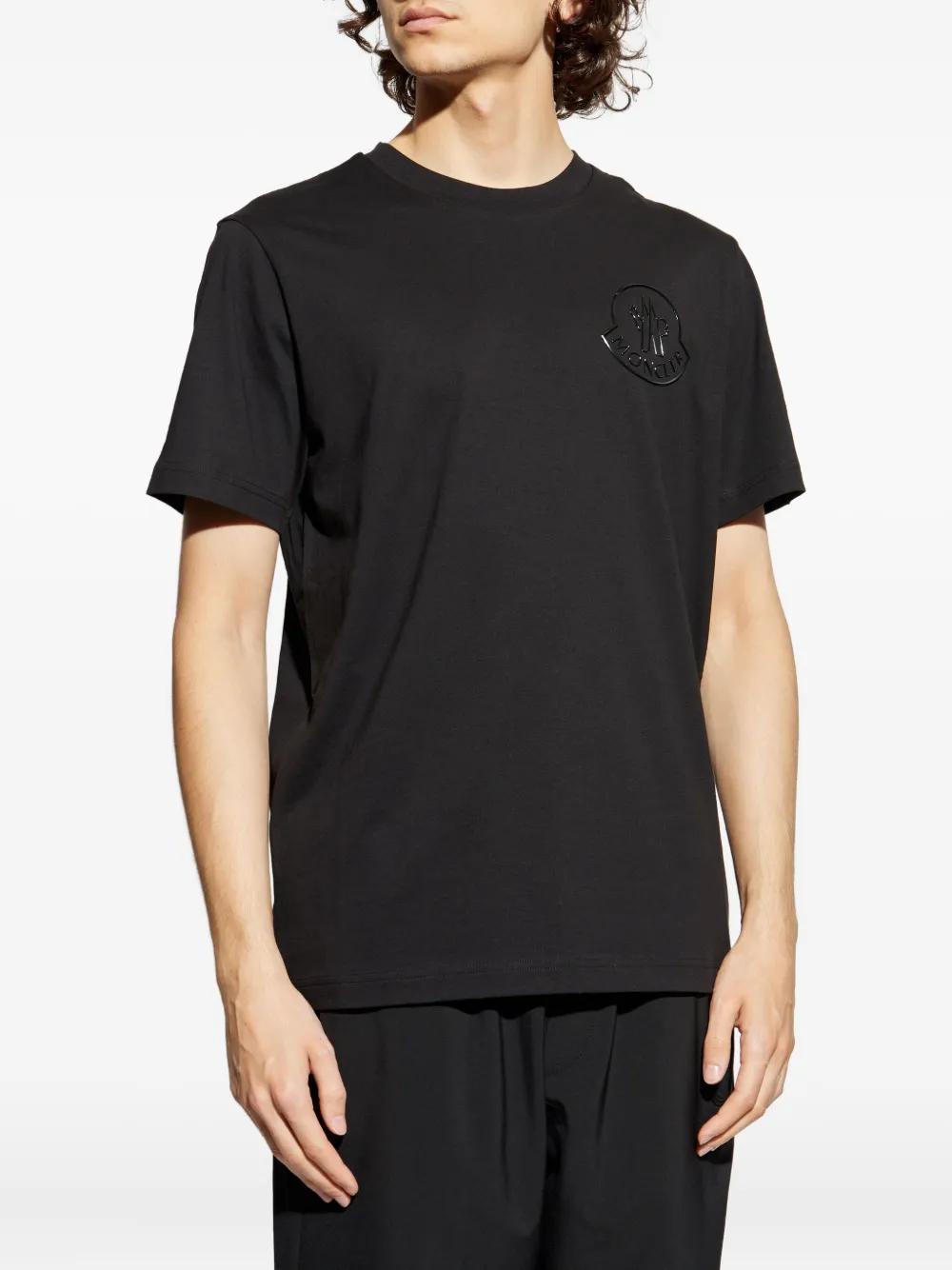 Moncler T-shirt met logo-reliëf Zwart