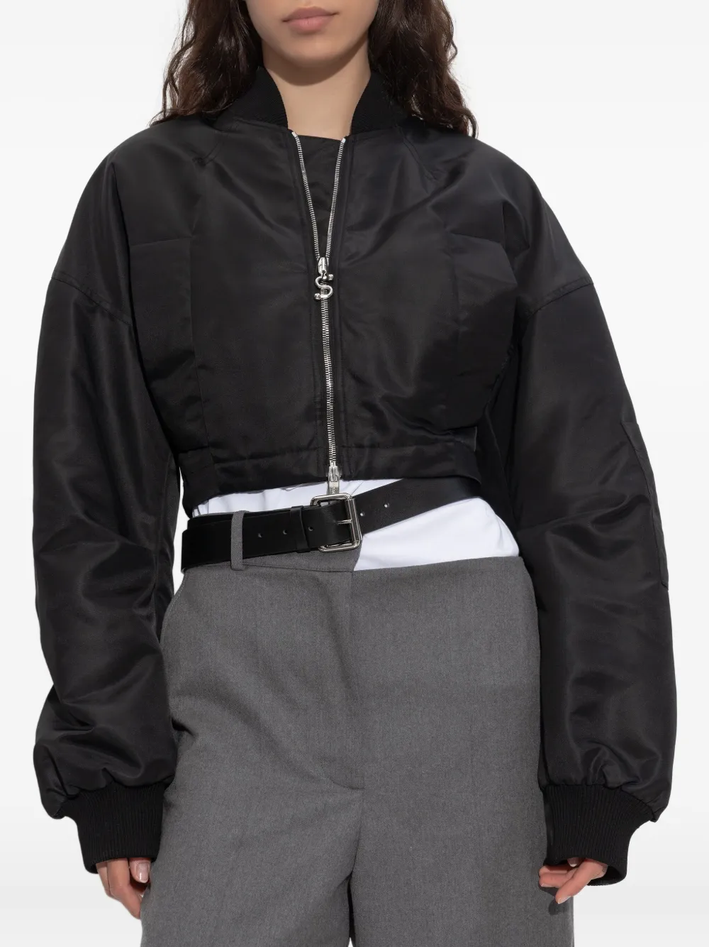 Sportmax Cropped bomberjack met ritssluiting Zwart