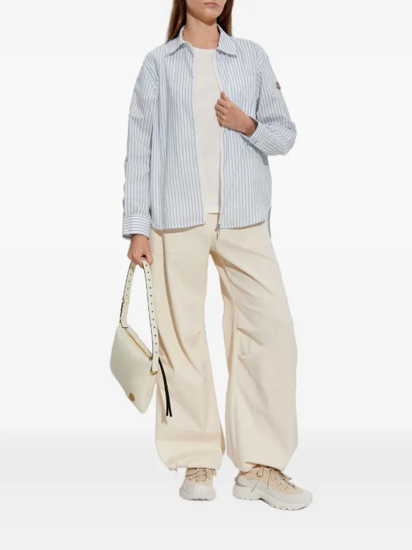 Moncler Striped zip-up Shirt | White | FARFETCH