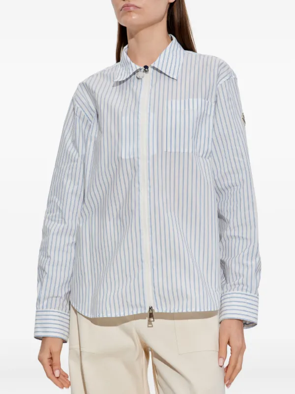 Moncler Striped zip-up Shirt | White | FARFETCH