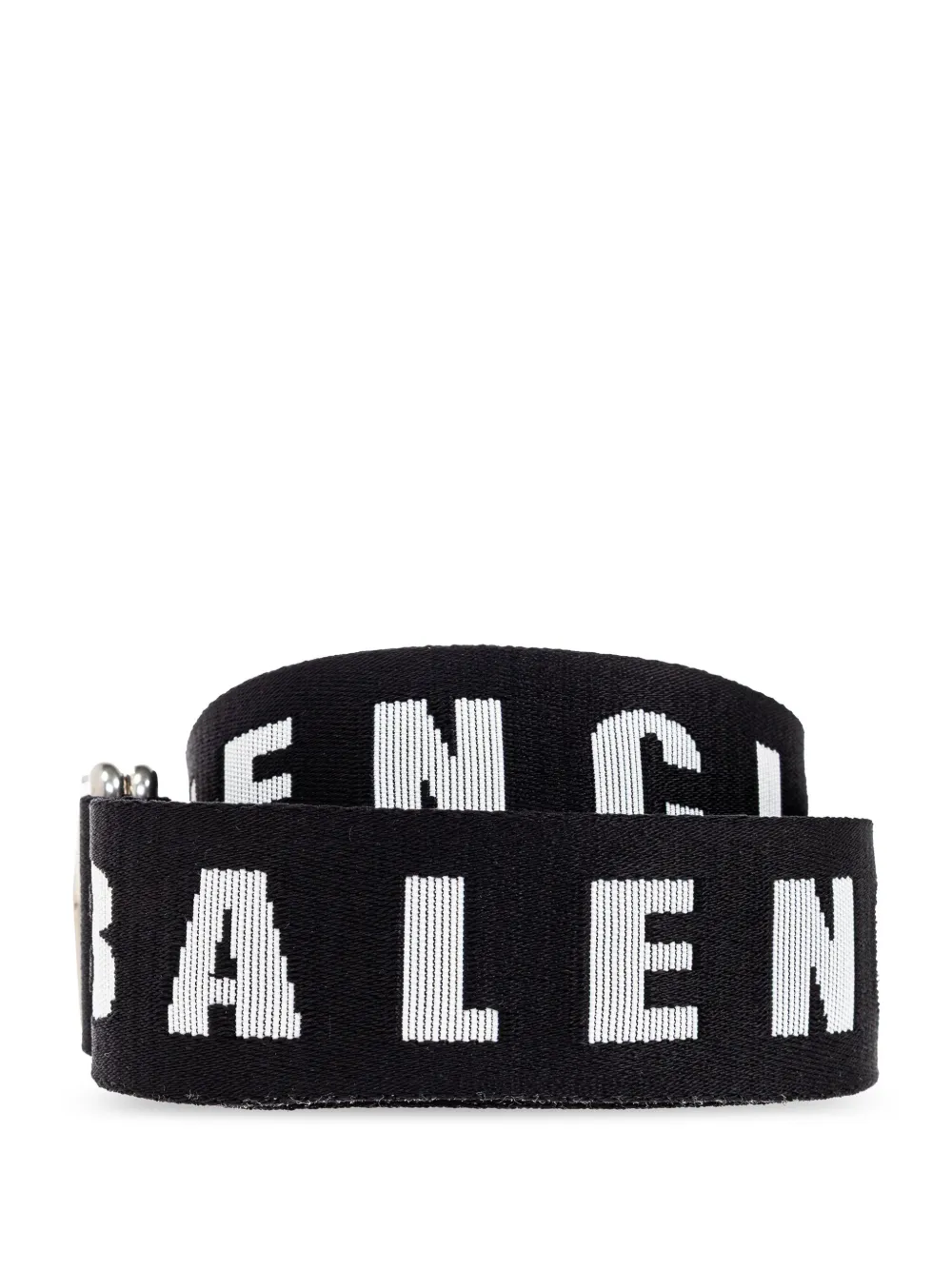 Balenciaga logo-lettering double-ring belt Zwart