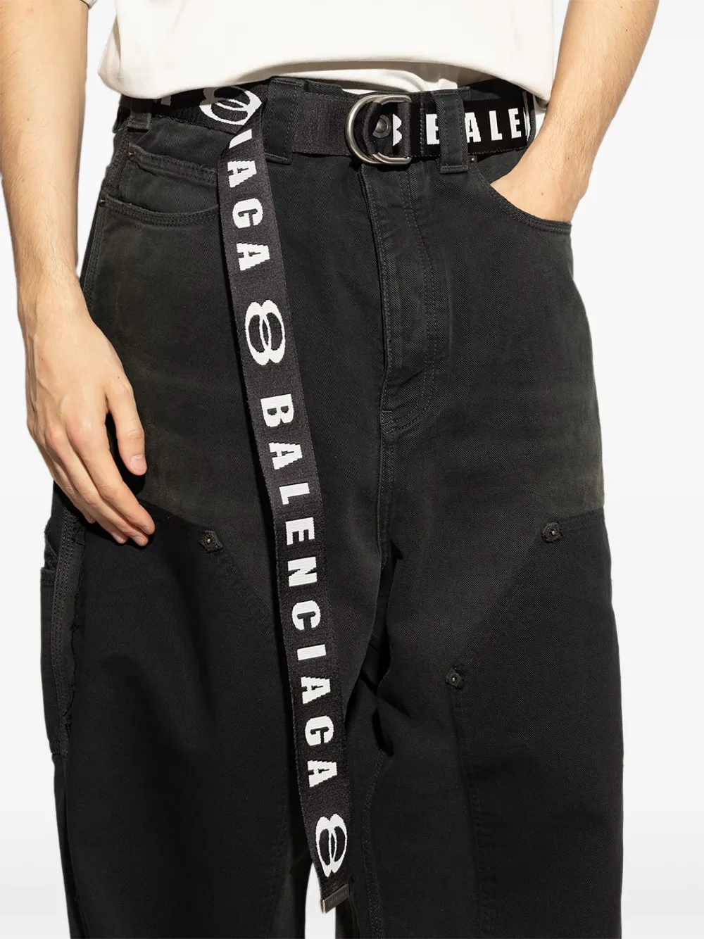 Balenciaga logo-lettering double-ring belt | Image 2