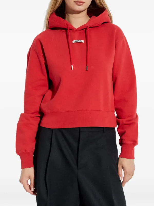 Jacquemus logo-patch Hoodie | Red | FARFETCH