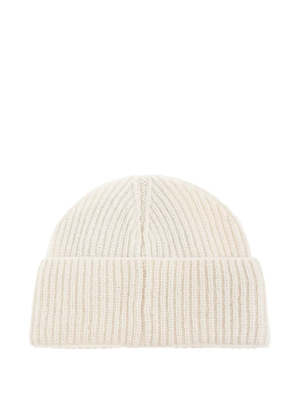 Moncler ribbed logo-patch beanie Wit