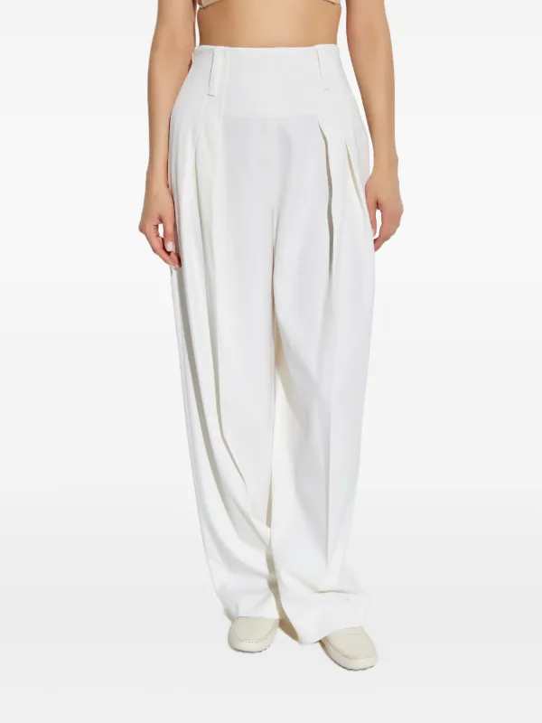 【Victoria Beckham】プリーツワイドレッグパンツ Victoria Beckham プリーツ ワイドパンツ | ホワイト | FARFETCH JP