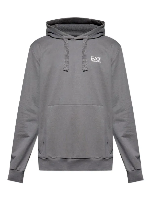 Ea7 Emporio Armani logo-print Hoodie Grey FARFETCH JO