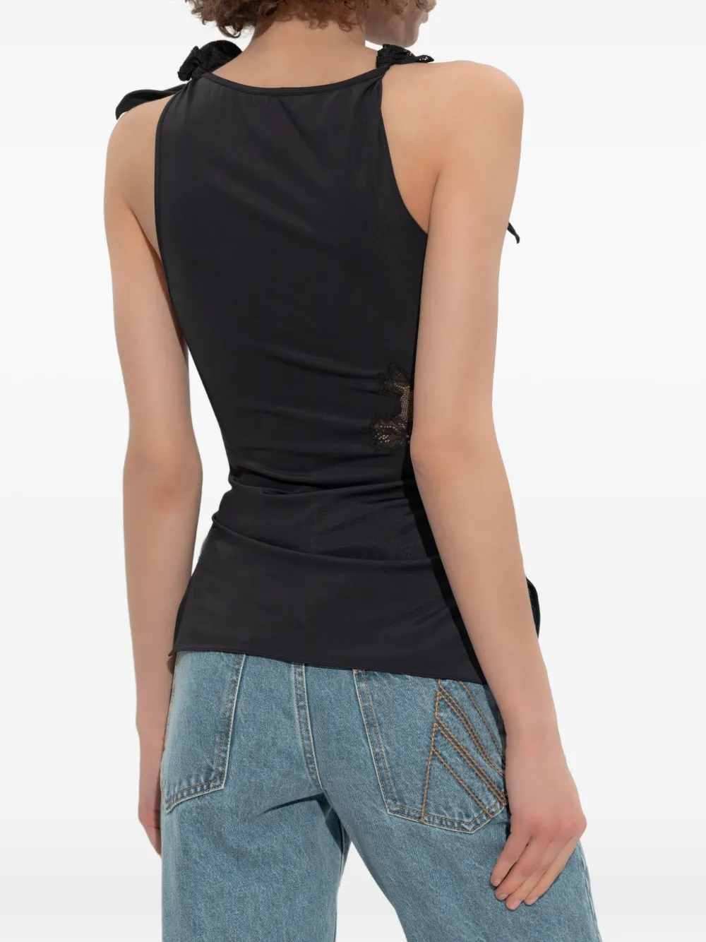 Coperni Gedrapeerde top met kanten vlakken BLACK