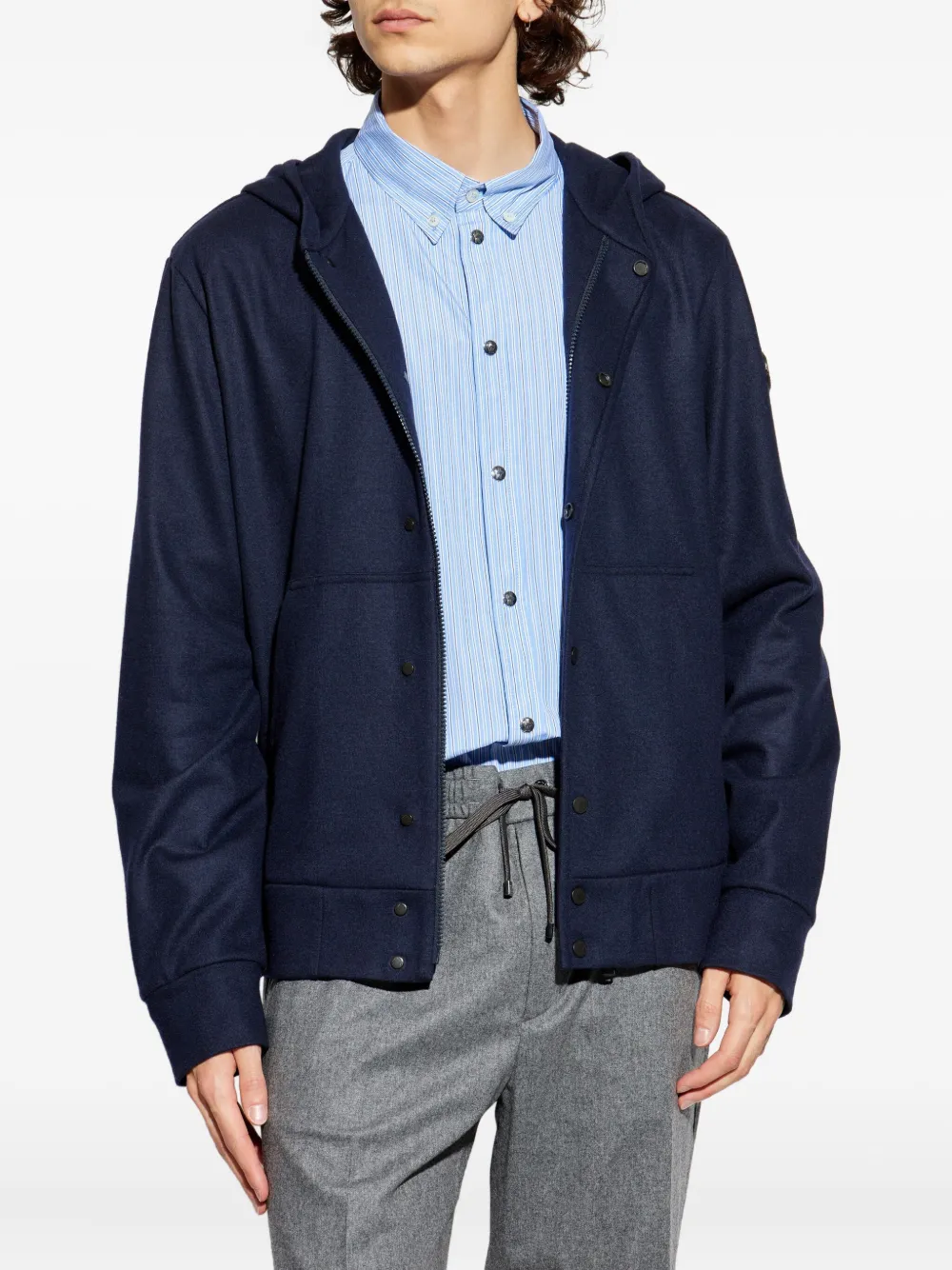 Moncler Trui met knoopsluiting en capuchon Blauw