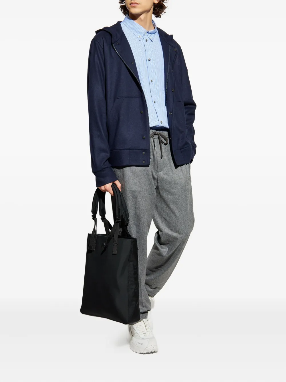 Moncler Trui met knoopsluiting en capuchon Blauw