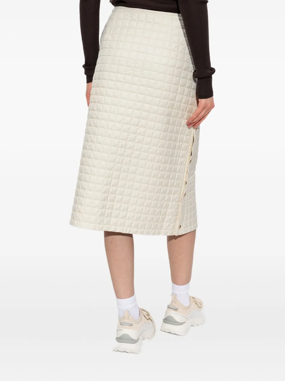 Moncler Gewatteerde midi-rok met knoopsluiting Beige
