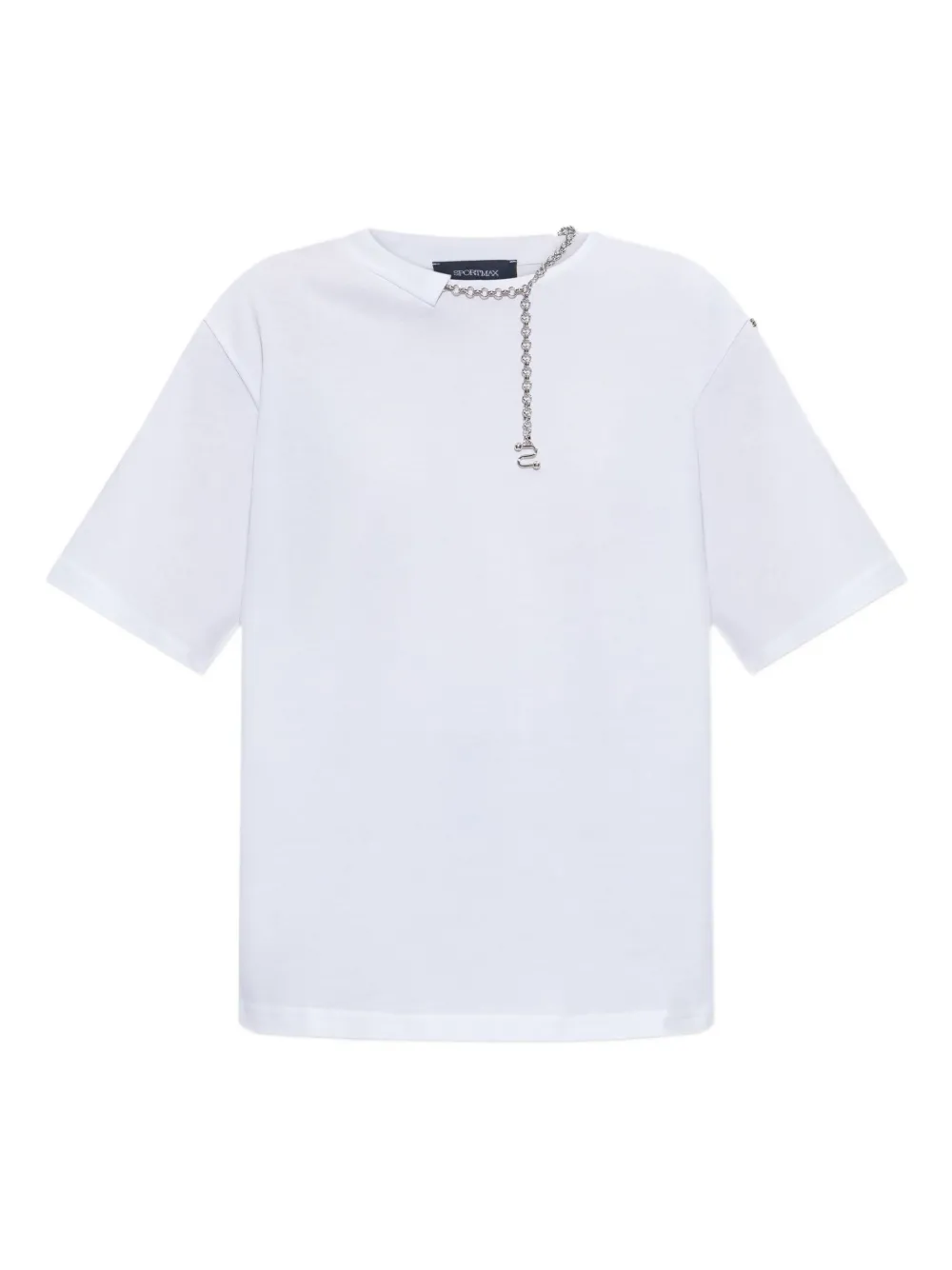 Sportmax Katoenen T-shirt verfraaid met ketting Wit