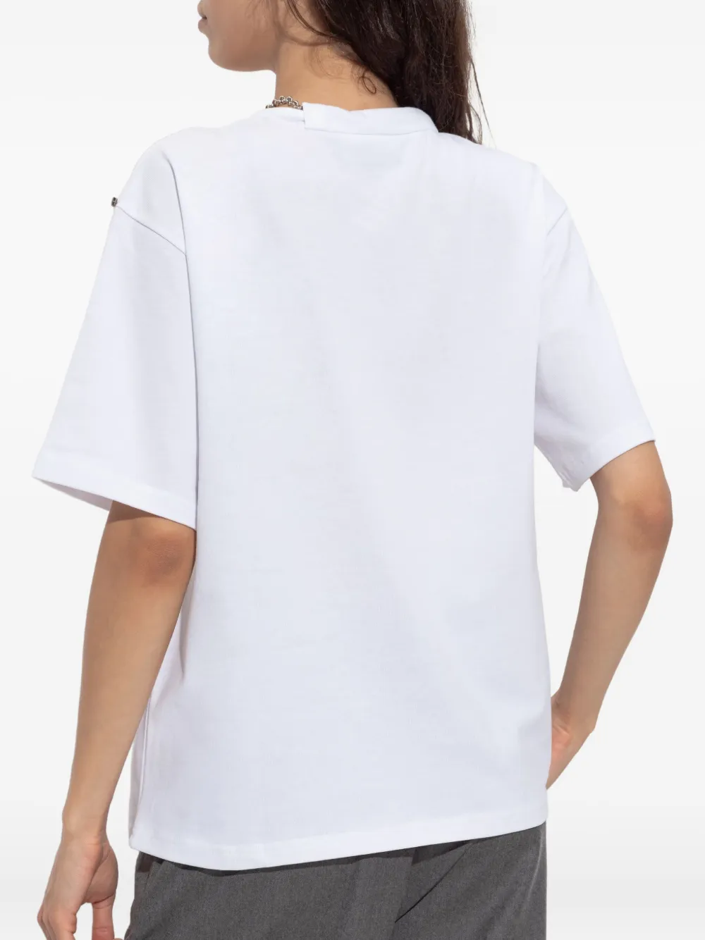 Sportmax Katoenen T-shirt verfraaid met ketting Wit