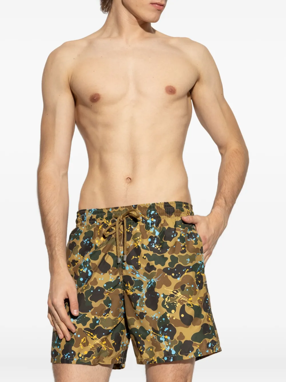 Palm Angels x Vilebrequin zwembroek met verfspatten Bruin
