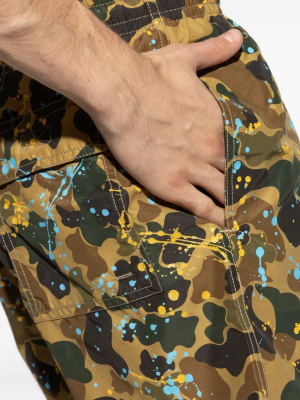 Palm Angels x Vilebrequin paint-splatter Print Swim Shorts | Brown