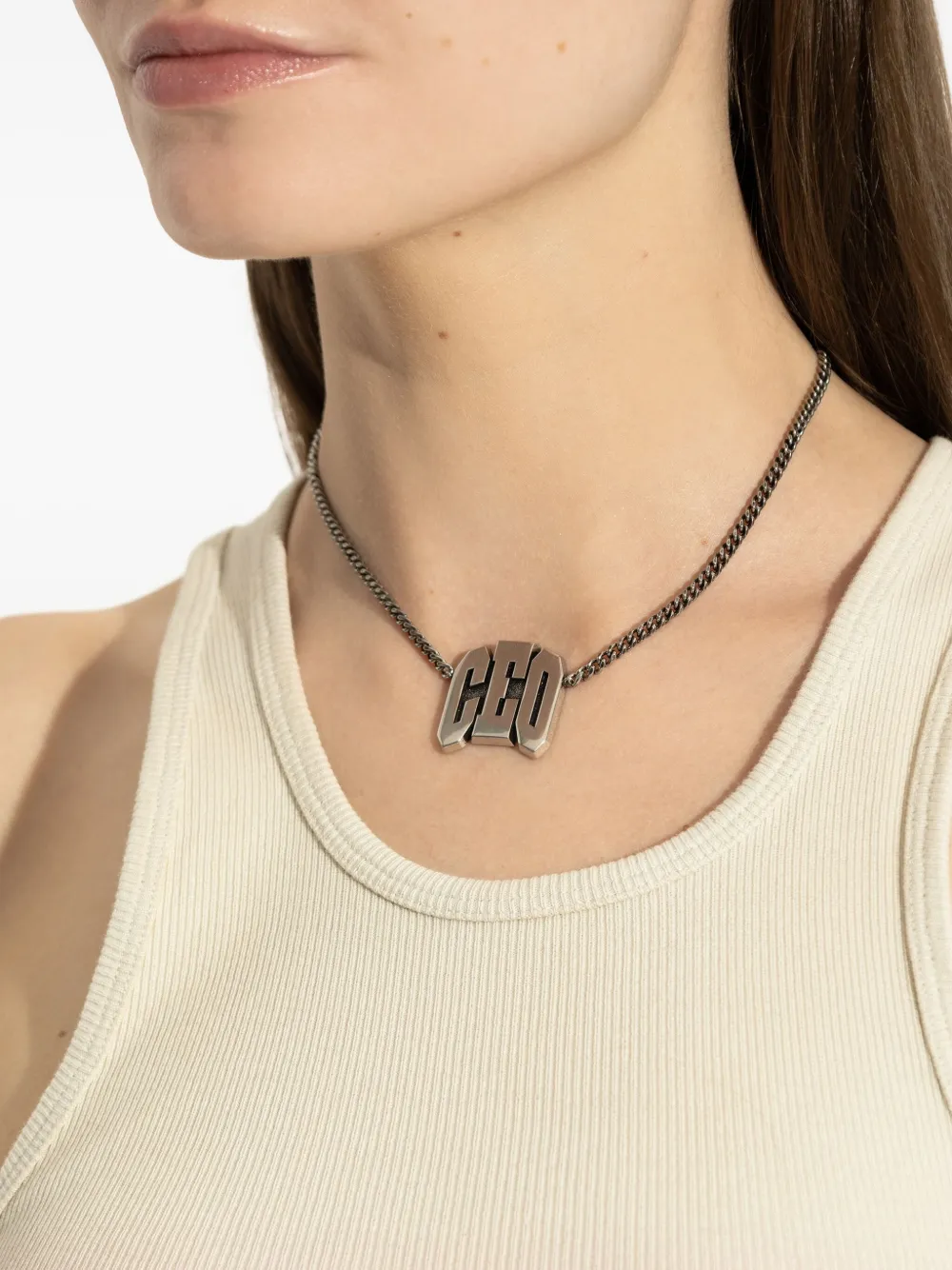 Balenciaga logo-plaque chain necklace | Women | Image 2