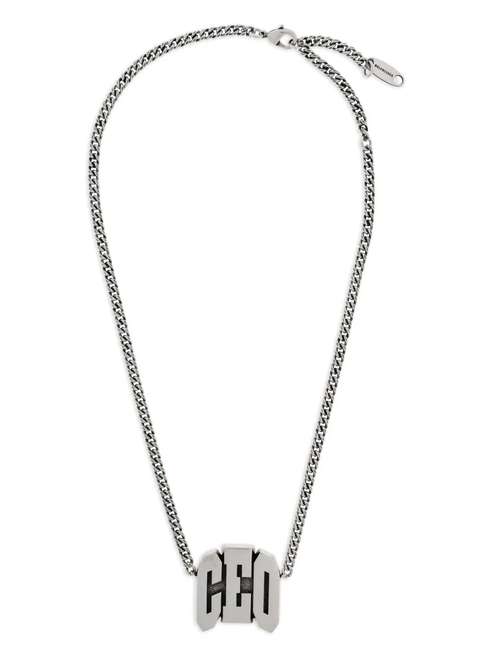 Balenciaga logo-plaque chain necklace | Grey | Image 1