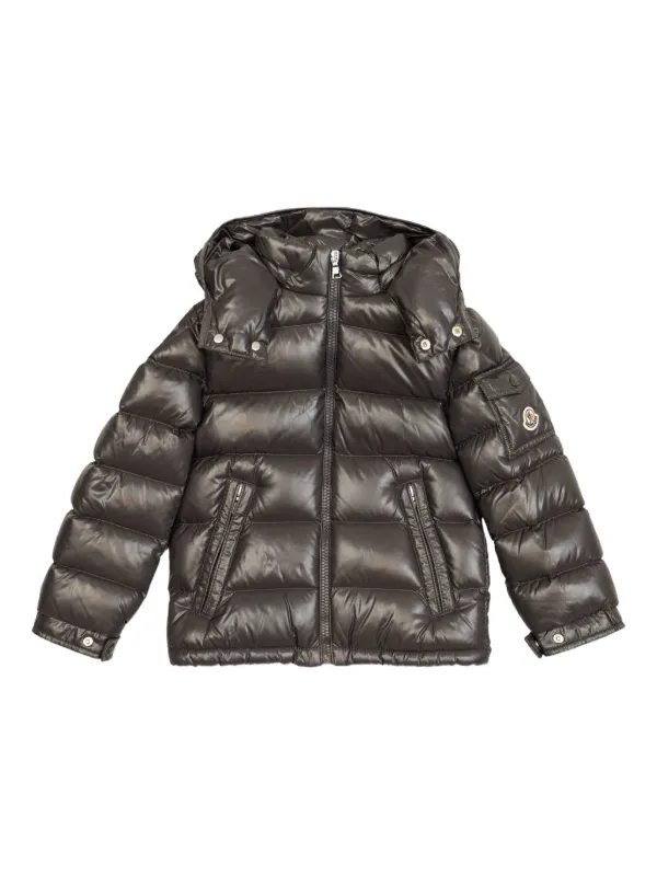 Moncler Enfant フーデッド キルティングジャケット | グレー Moncler Enfant フーデッド キルティングジャケット | グレー