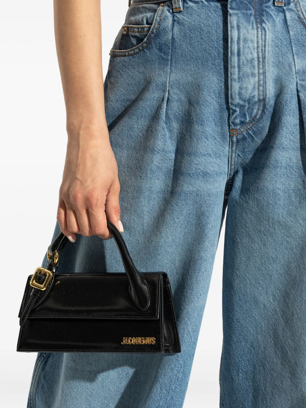 Jacquemus The Elongated Chiquito leren shopper Zwart
