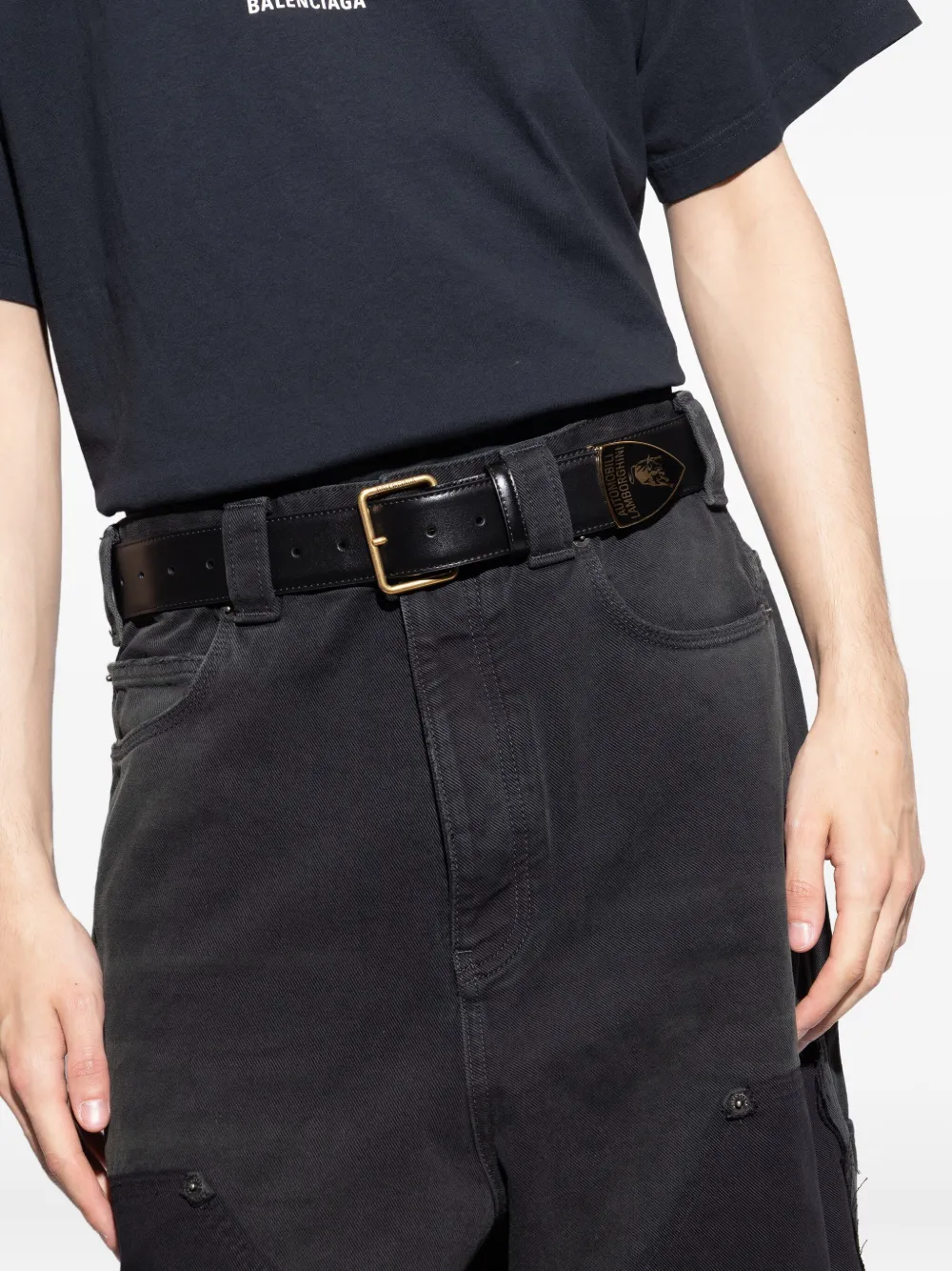 Balenciaga x Automobili Lamborghini leather belt Zwart