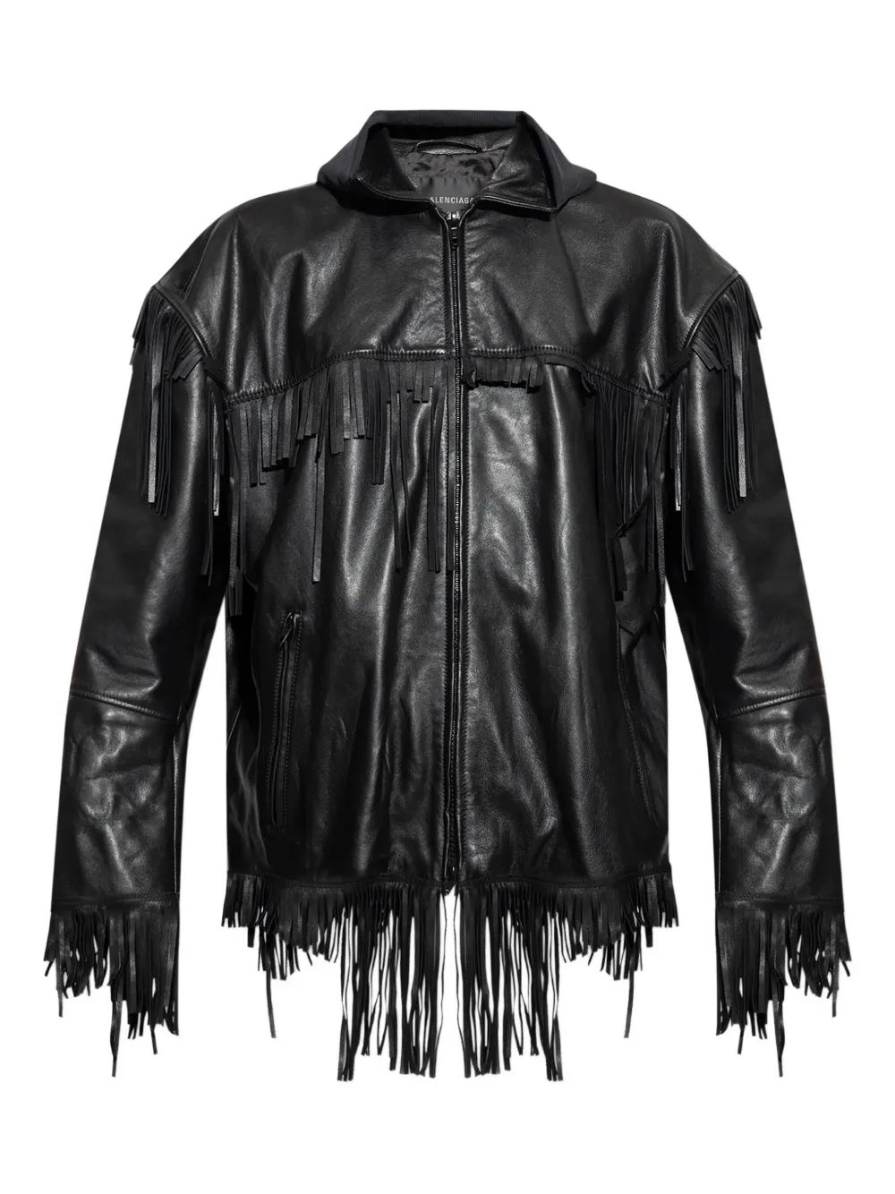 Balenciaga Giacca con frange in pelle - Nero