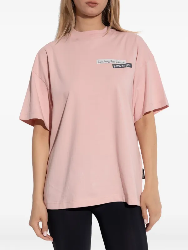 Palm Angels newspaper-print T-shirt | Pink | FARFETCH