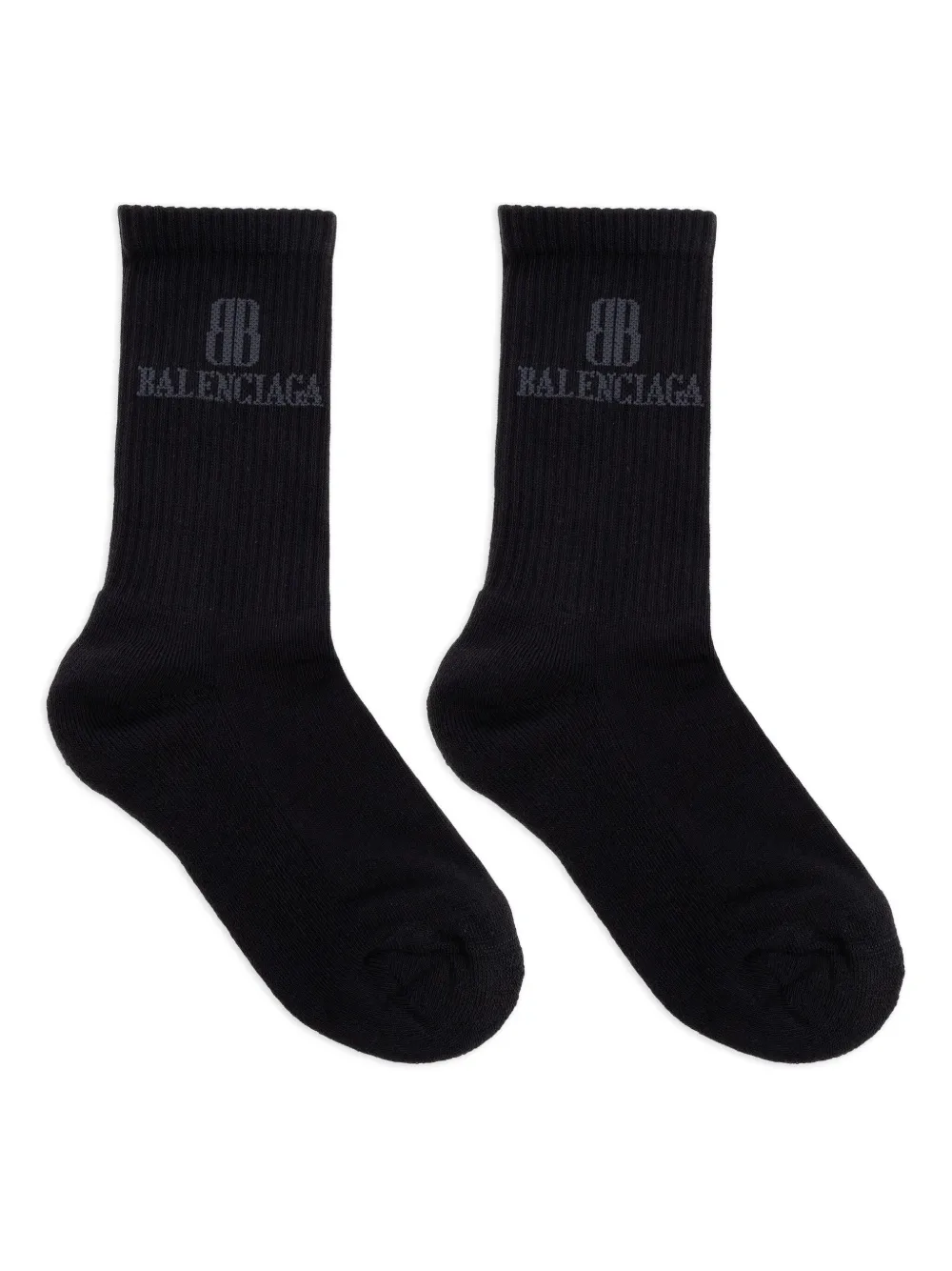 Balenciaga logo-embroidered cotton socks | Black | Image 1