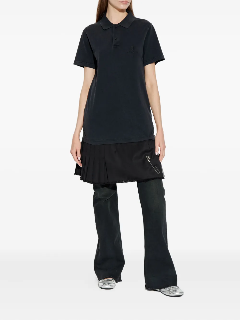 Balenciaga Jurk met geplooid vlak Zwart