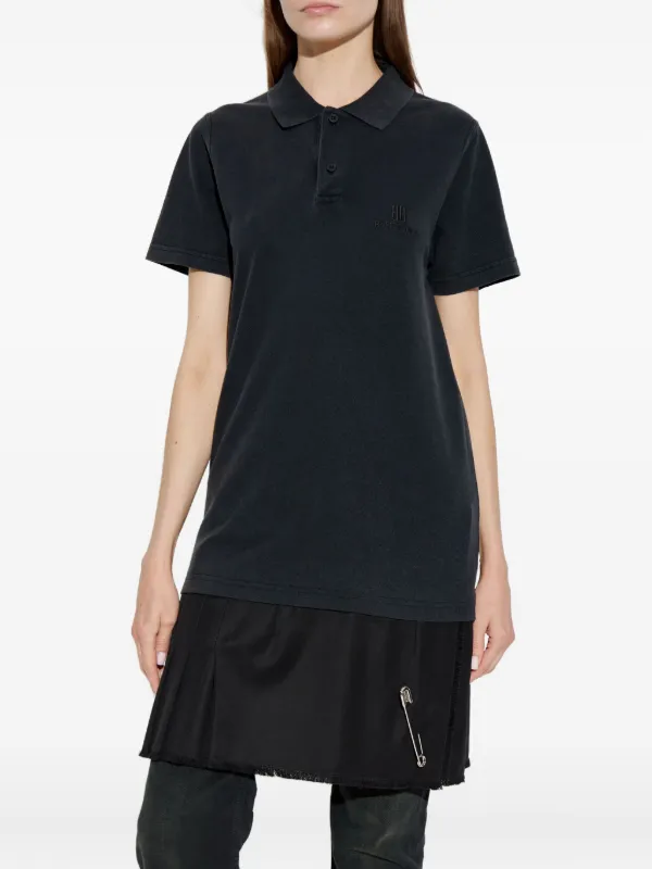 Balenciaga pleated-panel Polo Dress | Black | FARFETCH JO