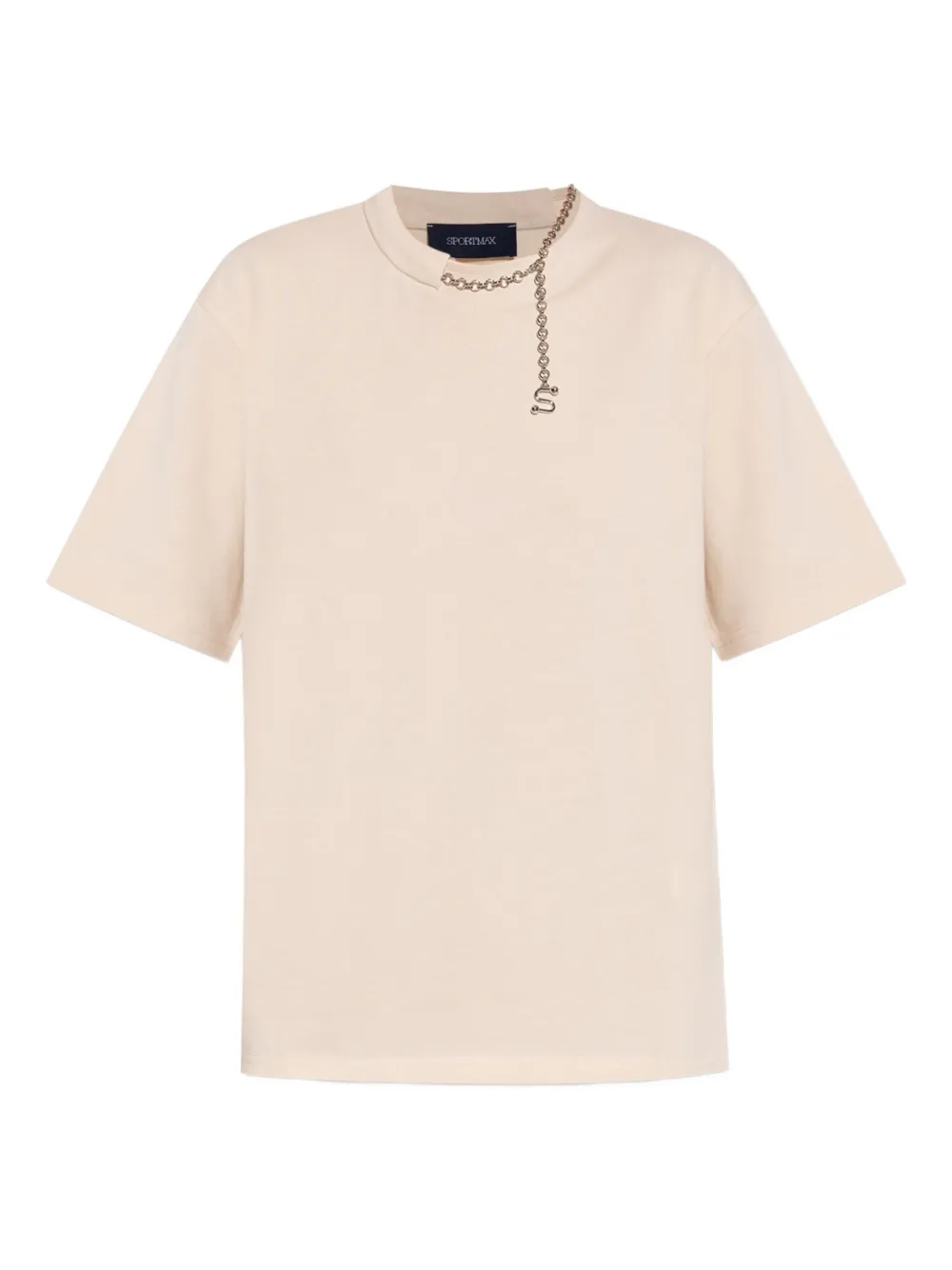 Sportmax chain-embellished cotton T-shirt | Neutrals | Image 1