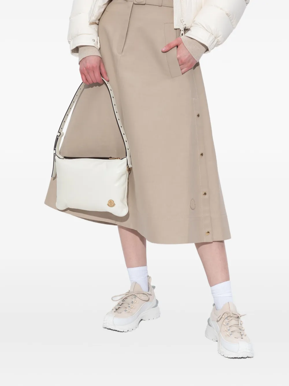 Moncler Vetta leren schoudertas Wit