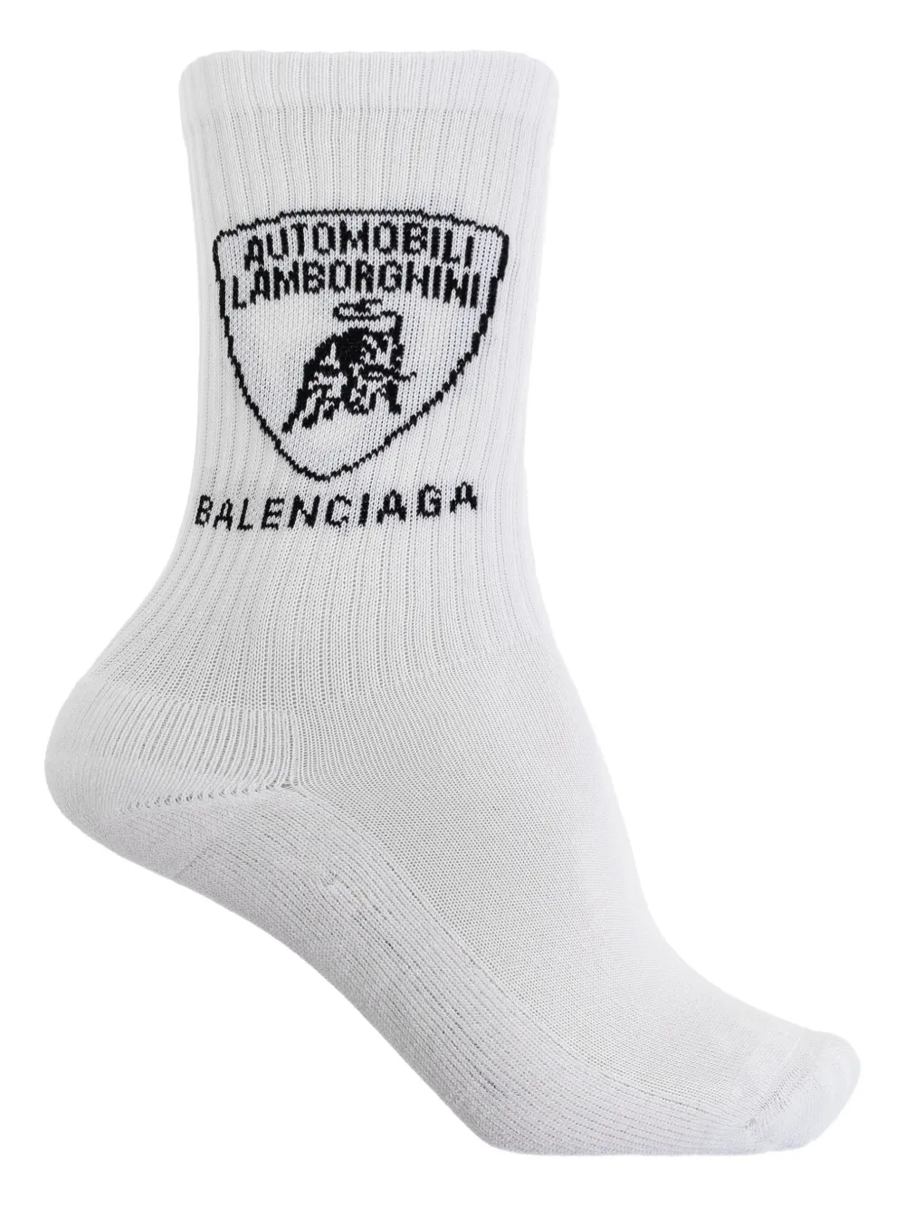 Balenciaga Geribbelde sokken met logodetail Wit