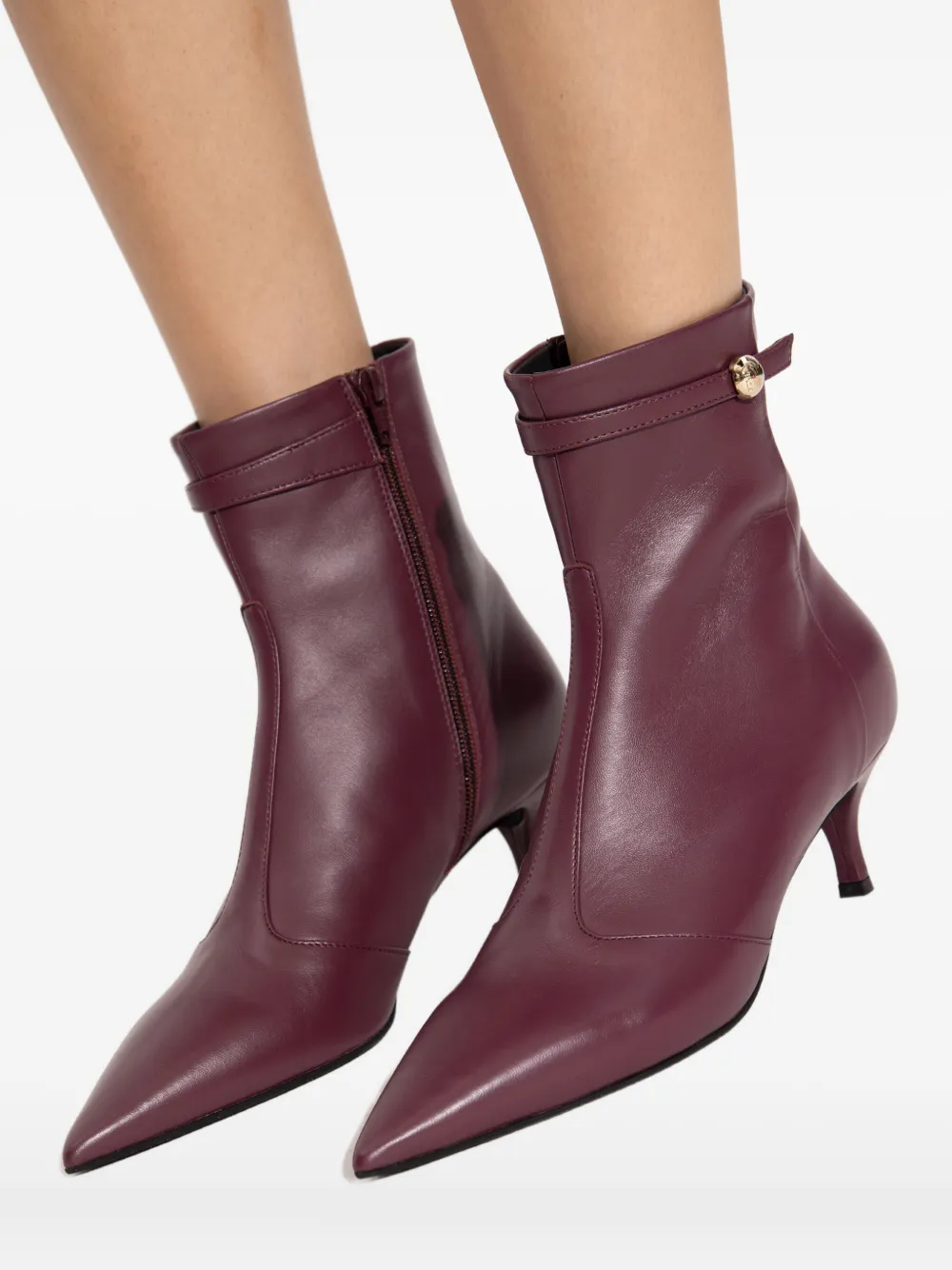 Furla 60mm leather heeled boots Red