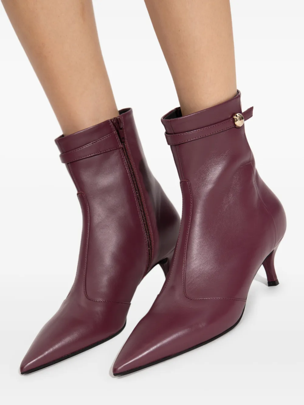 Furla 60mm leather heeled boots Red