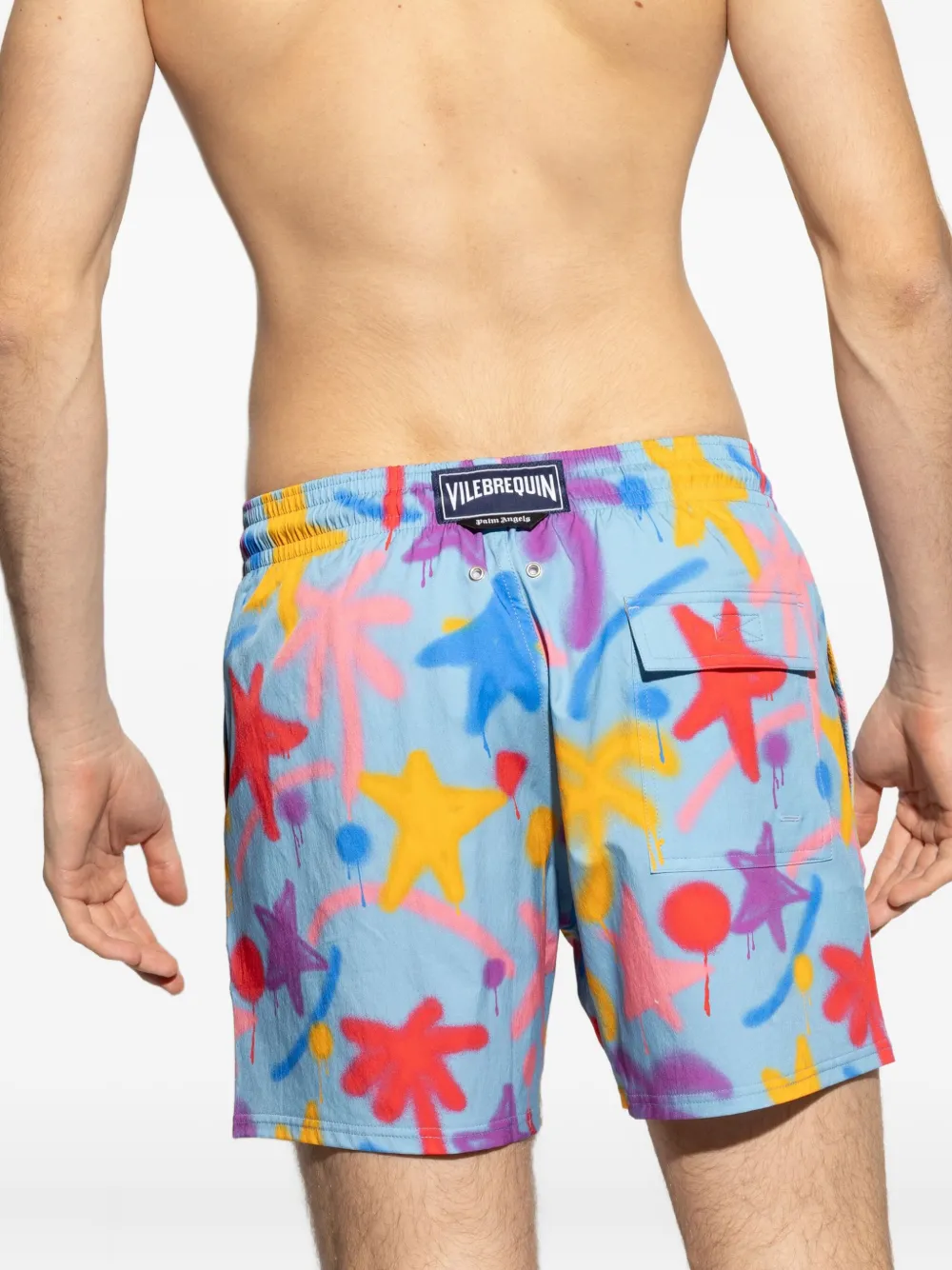 Palm Angels Zwembroek met verfprint Blauw