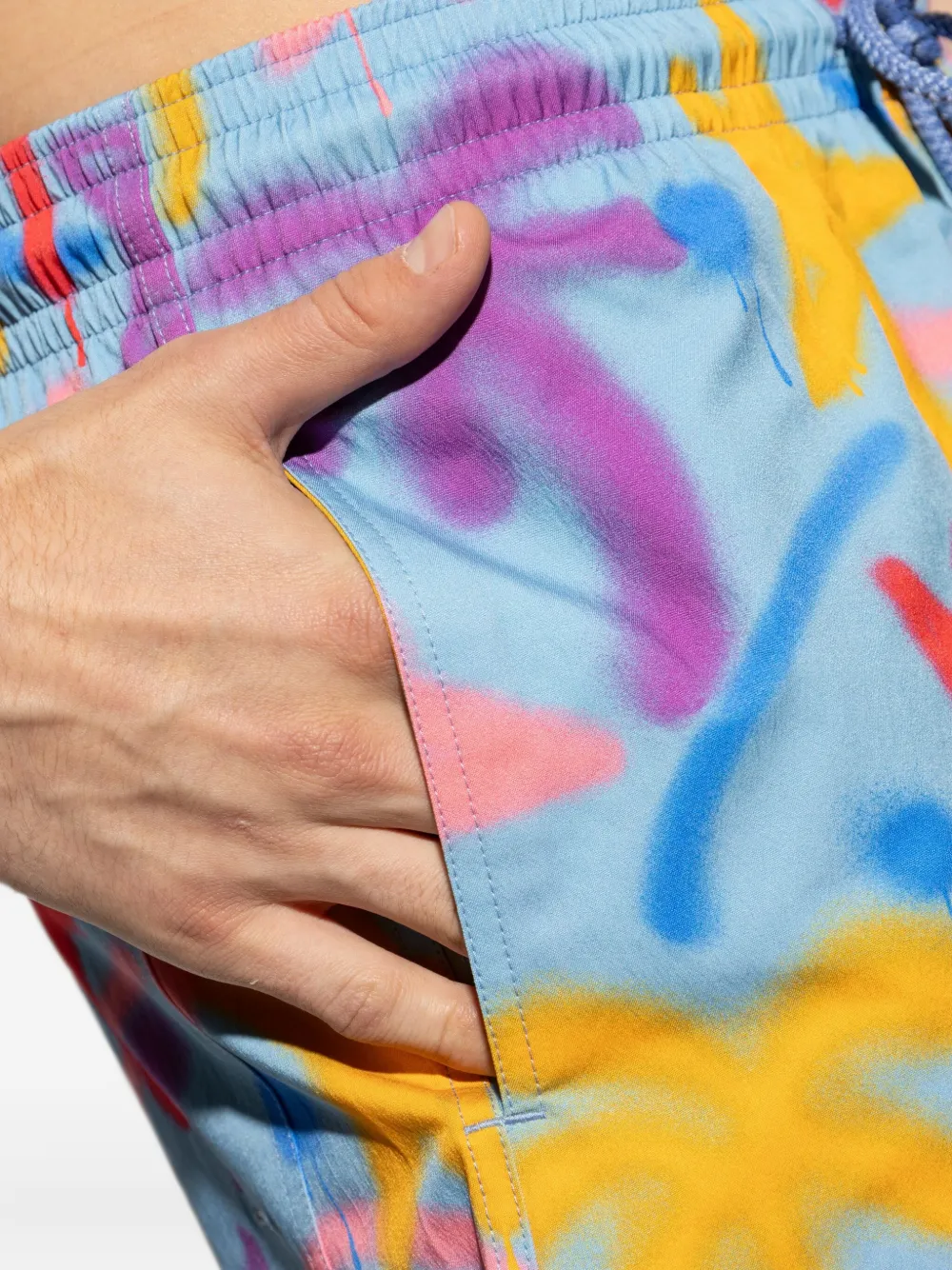 Palm Angels Zwembroek met verfprint Blauw