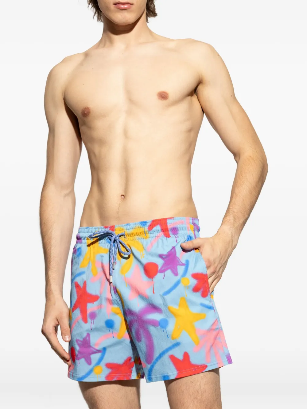 Palm Angels Zwembroek met verfprint Blauw