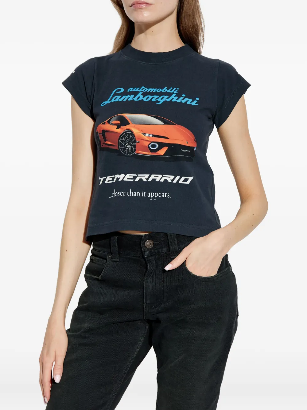 Balenciaga Lamborghini T-shirt met autoprint Zwart
