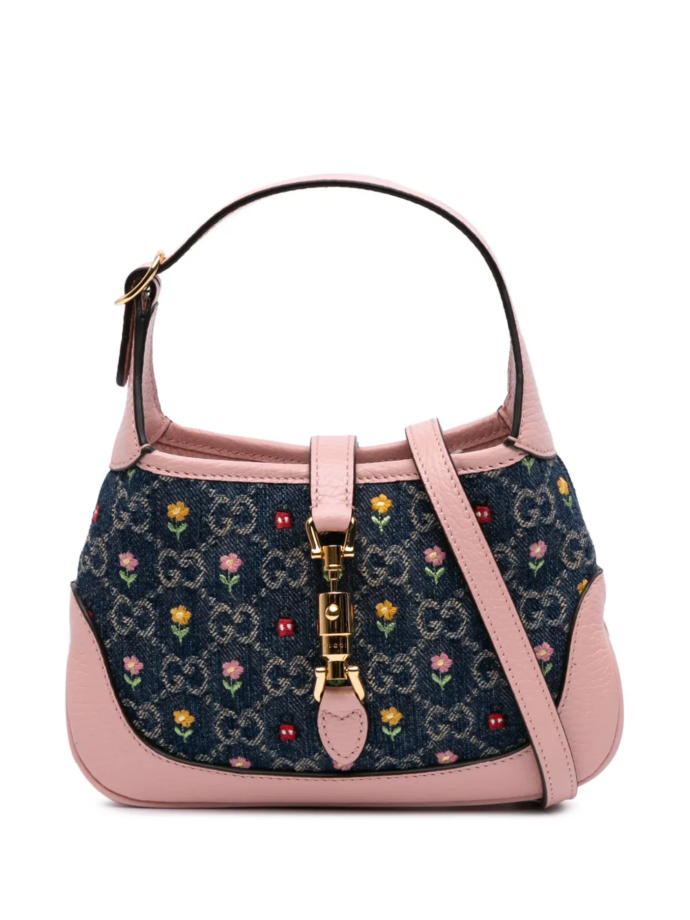 2016-2024 Limited Edition Mini GG Embroidered Denim Floral Jackie 1961 crossbody bag