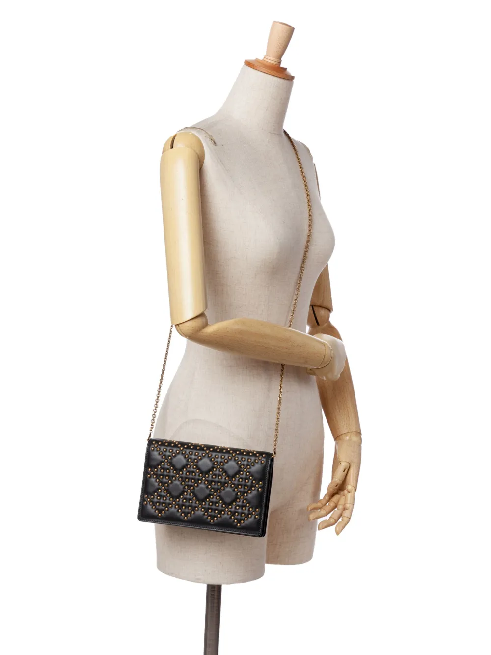 Christian Dior Pre-Owned 2017 Studded Calfskin Cannage Lady Dior Wallet on Chain crossbody bag | Pre-Owned | Image 2