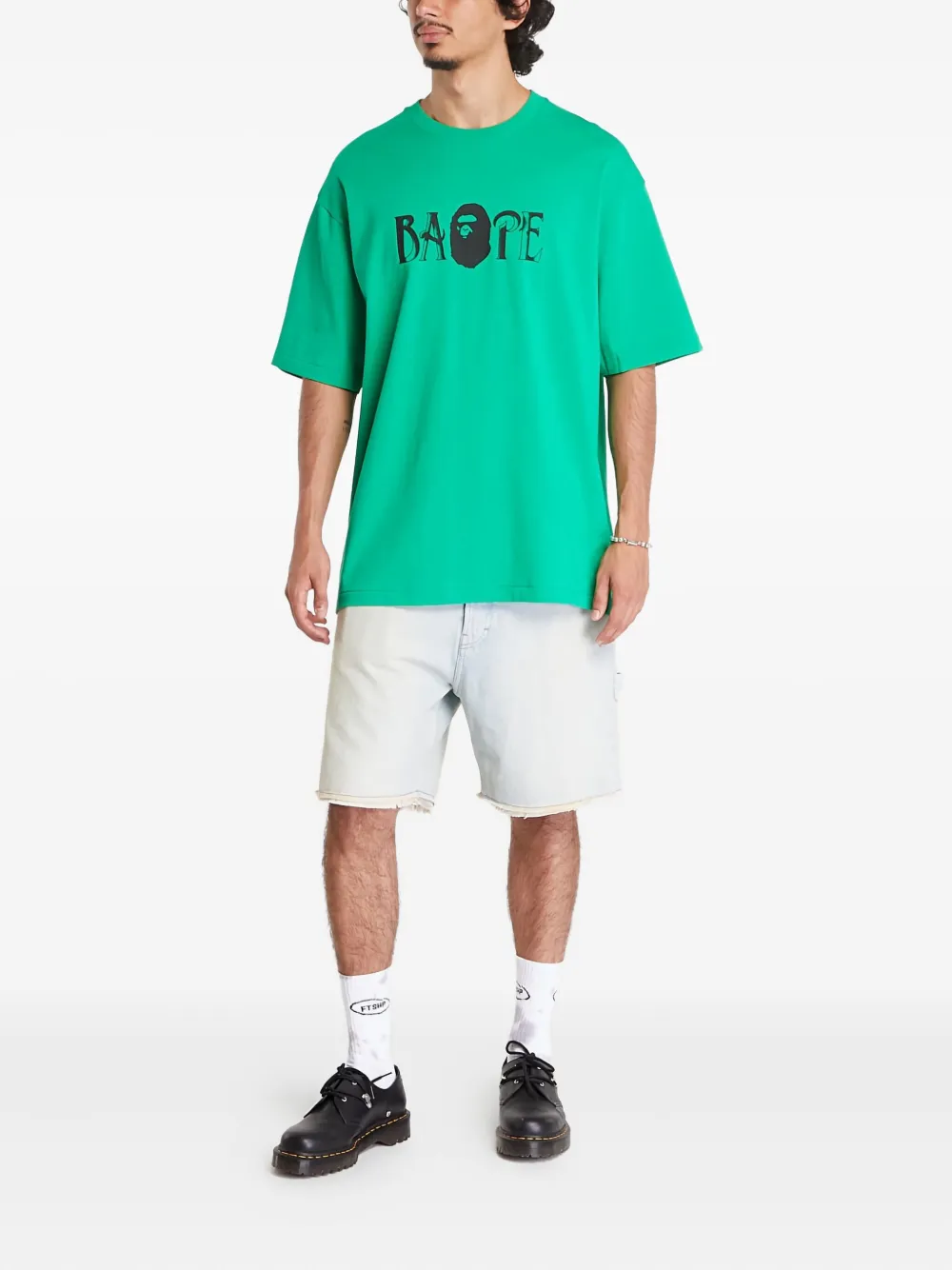 A BATHING APE T-shirt met logoprint en print Groen