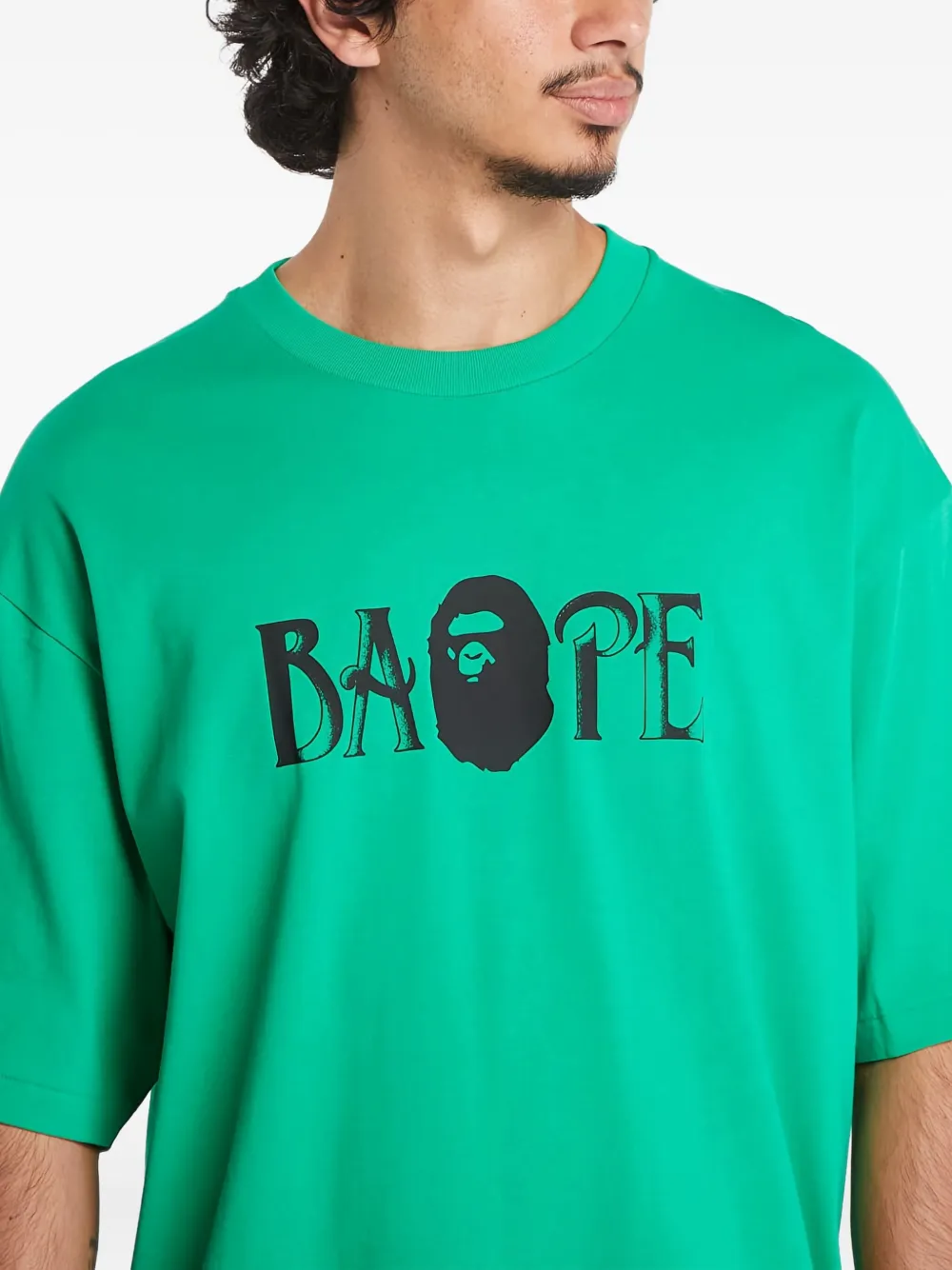 A BATHING APE T-shirt met logoprint en print Groen