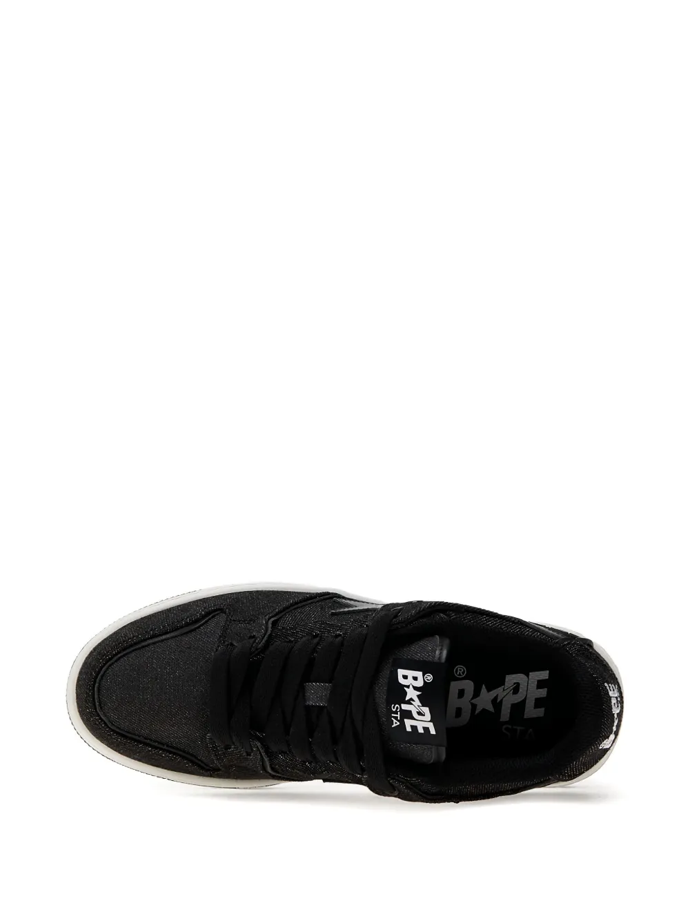 A BATHING APE star-embellished denim sneakers Black