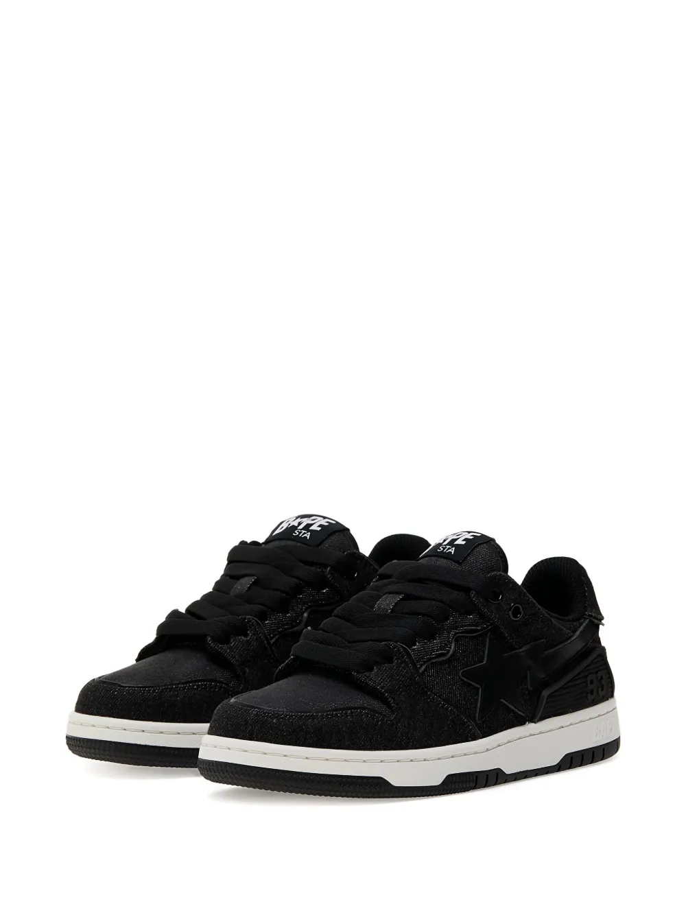 A BATHING APE star-embellished denim sneakers Black